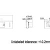 60 GHz AiP gesture radar module dimensions, 42 x 8 mm, antenna area marked