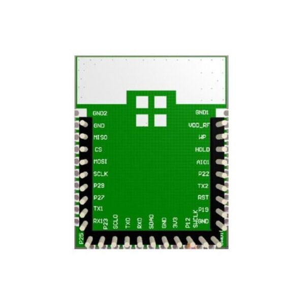 60 GHz ceiling-mount radar module back side with named castellated pads