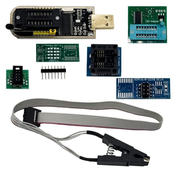 CH341A USB SPI flash programmer with SOIC8 test clip