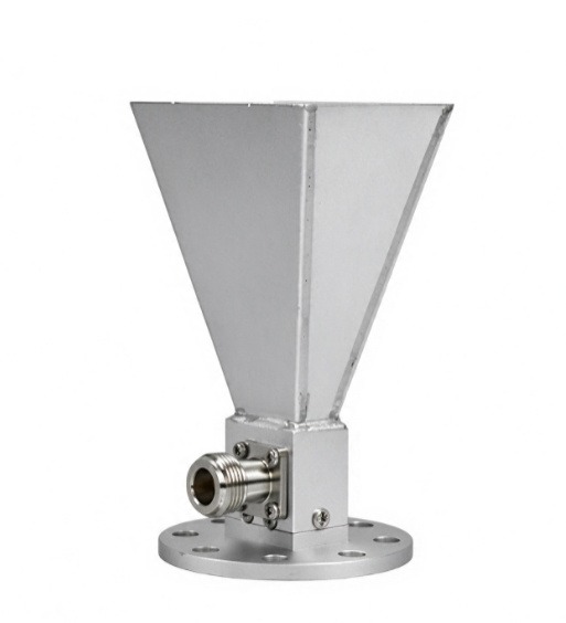 Broadband double ridged horn antenna 0.8–10 GHz with N female connector