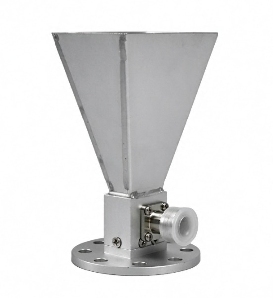Broadband double ridged horn antenna 0.8–10 GHz with N female connector