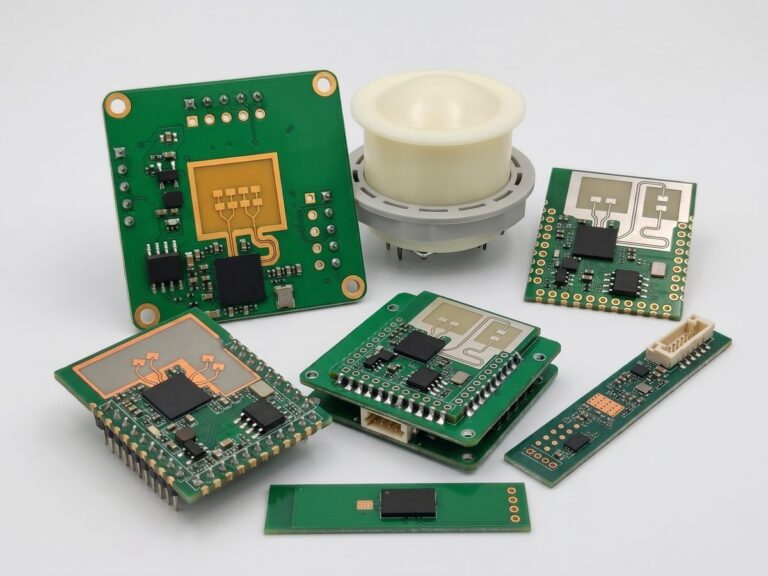 mmWave radar modules and development kits: 80 GHz level sensor board, radome, and 60 GHz radar modules