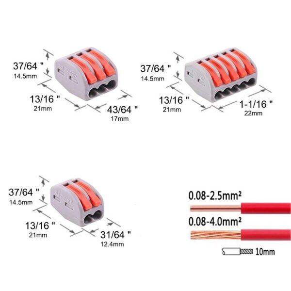 Lever wire connectors 2 3 5 port compact splicing